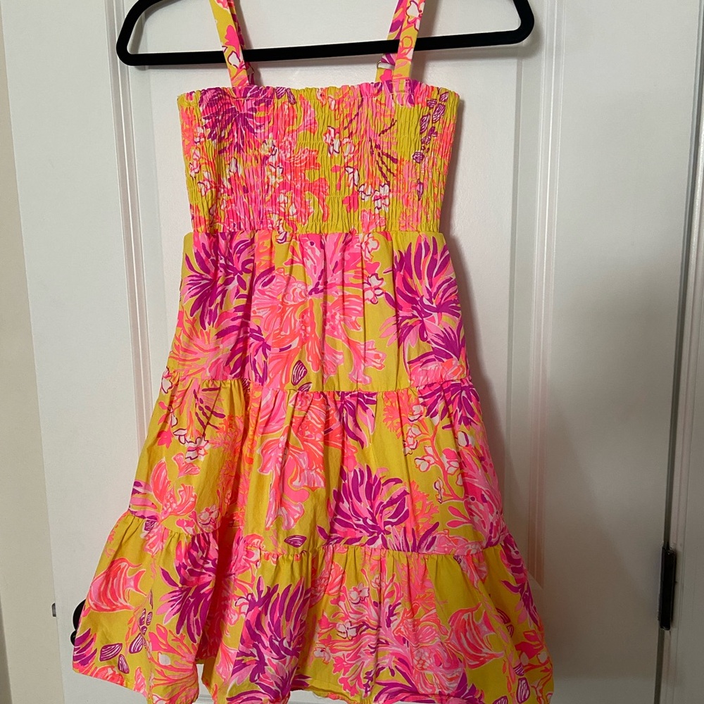Floral Yellow and Pink Kids Dress XL Lilly Pulitzer